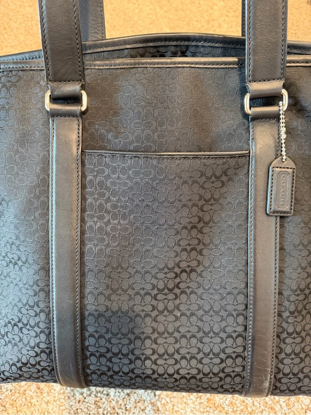 Coach Black Signature Tote with Front Pocket